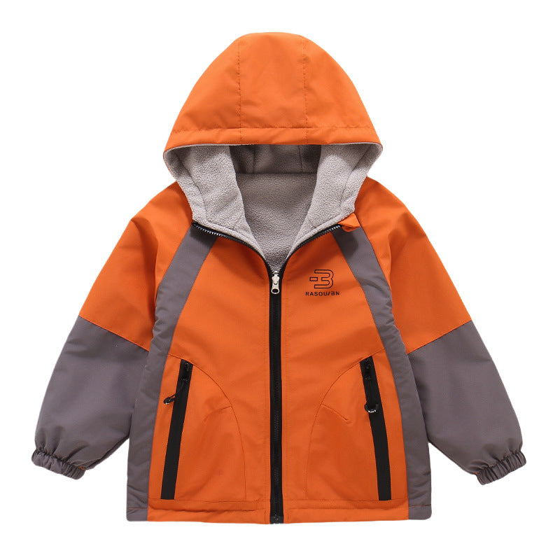 Boys Reversible Fleece Lined Windbreaker Jacket Autumn Winter
