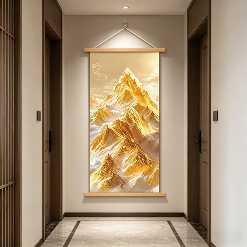 Golden peak Sunlight on Golden Mountain Modern Minimalist Wall Art for Living Room