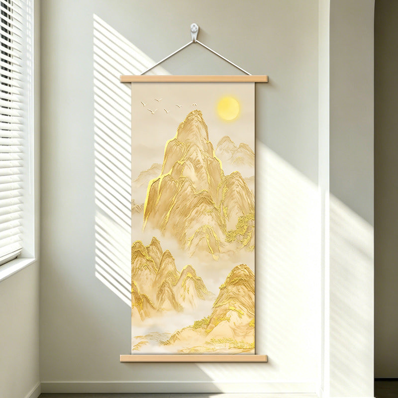 Sunlight on Golden Mountain Modern Minimalist Wall Art for Living