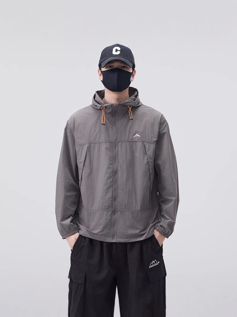 Men's UPF50+ Ice Silk Hooded Sun Protection Outdoor Jacket in Black