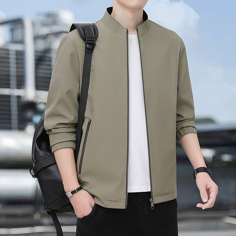 Men's Hooded Stand Collar Windproof Casual Jacket with Pockets