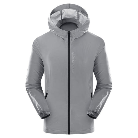 Men's Lightweight Hooded Sun Protection Windbreaker Jacket in Peacock Blue