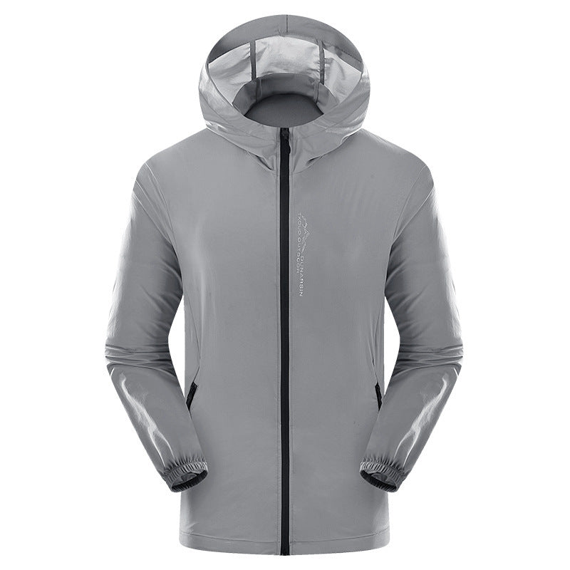 Men's Lightweight Hooded Sun Protection Windbreaker Jacket in Peacock Blue