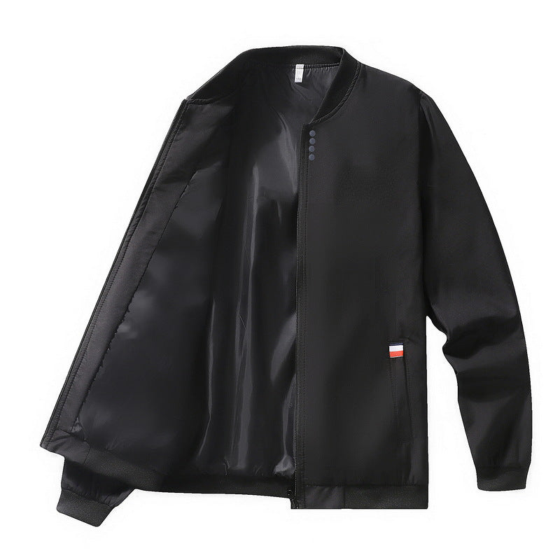 Men's Korean Style Stand Collar Casual Lightweight Jacket in Orange Red