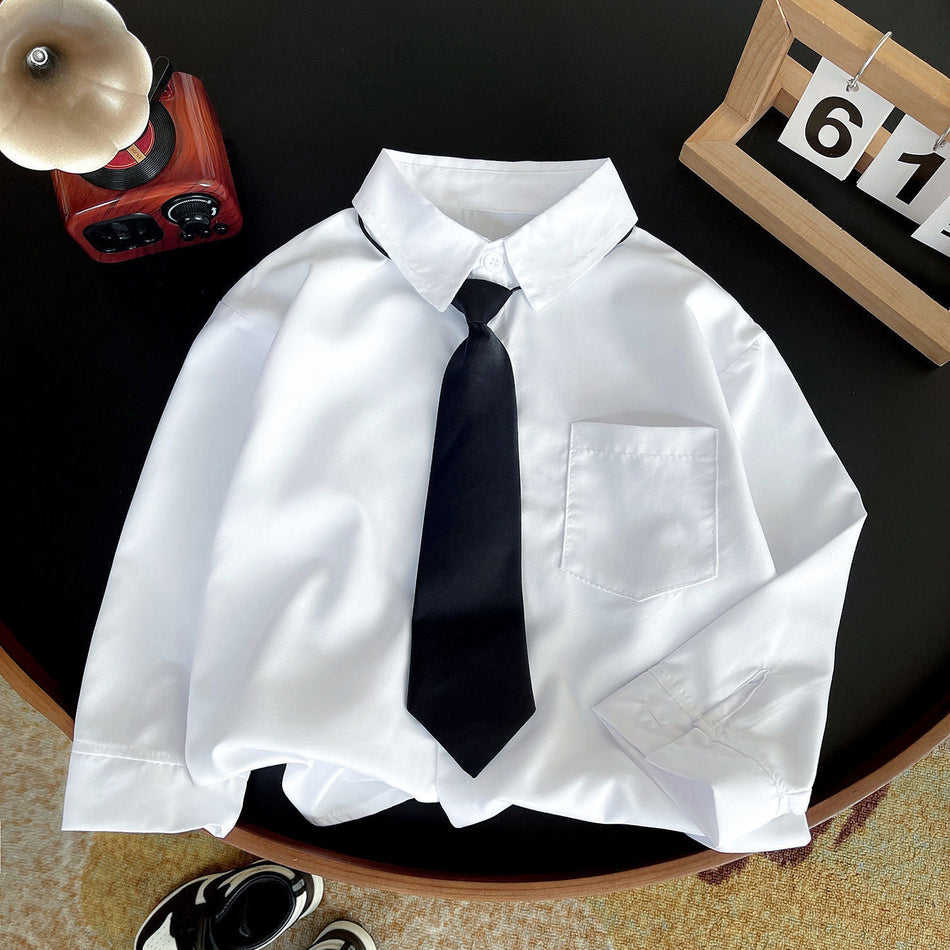 Kids White Shirt Long Sleeve & Short Sleeve School Uniform Top