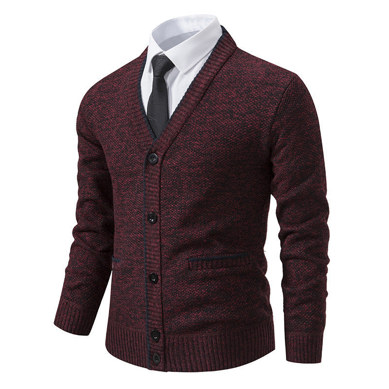 Men's Fleece-Lined Stand Collar Cardigan Jacket Plus Size