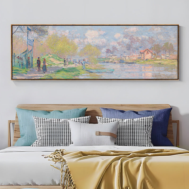 120*40 wood Impressionist Masterpiece-Inspired Living Room Wall Art for Sofa Background