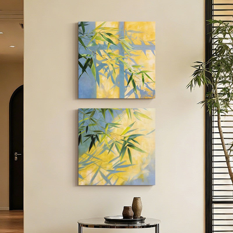 Modern Bamboo Leaf Light and Shadow Wall Art for Living Room and Corridor