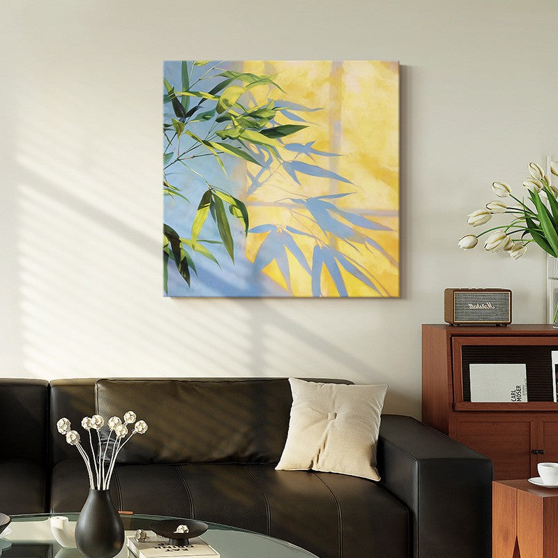Modern Bamboo Leaf Light and Shadow Wall Art for Living Room and