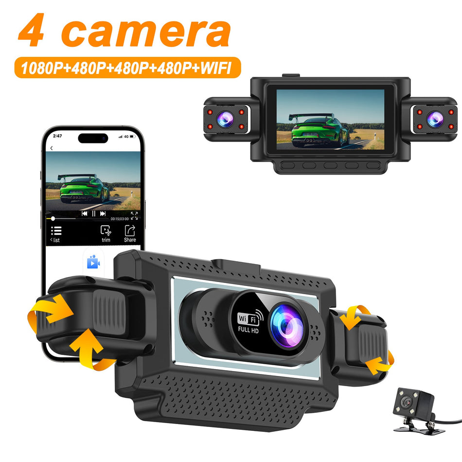 4-Channel 1080P WiFi Dash Camera with Night Vision Recorder