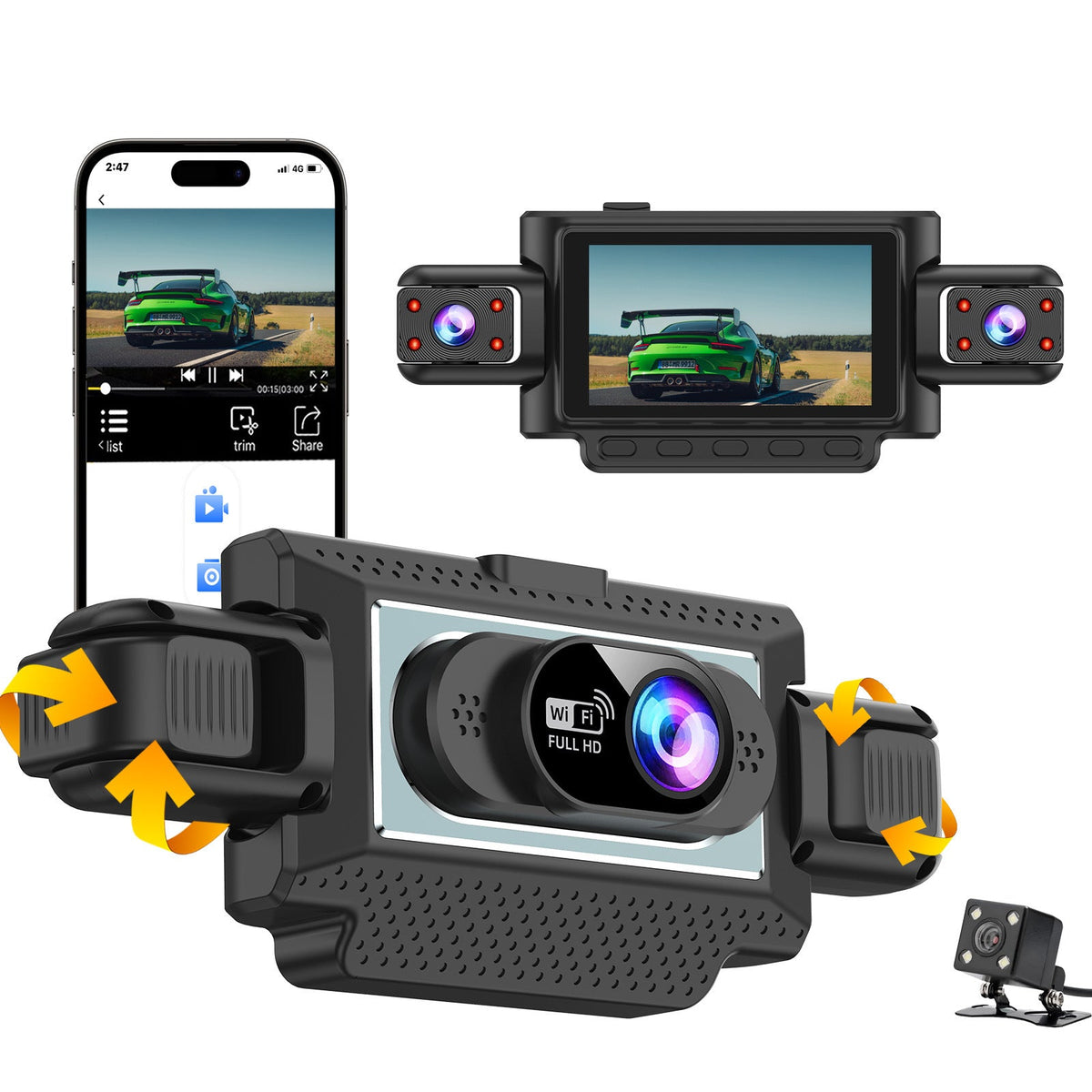 4-Channel 1080P WiFi Dash Camera with Night Vision Recorder