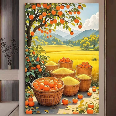 Persimmon Garden Rural Harvest Landscape Wall Art Sticker for Home Decor