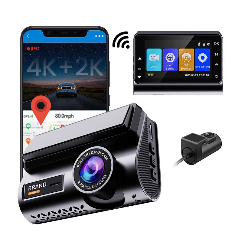 3-Inch 4K+2K GPS WiFi Dual Lens Dash Camera Recorder