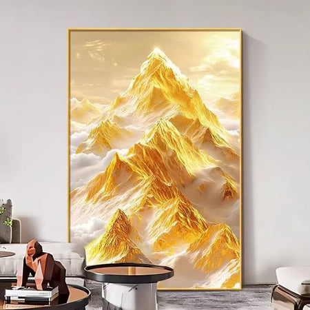 Sunlight on Golden Mountain Modern Minimalist Wall Art for Living Room Decor