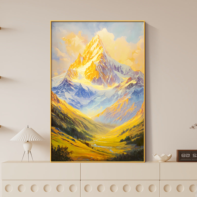 Sunlight on Golden Mountain Modern Minimalist Wall Art for Living