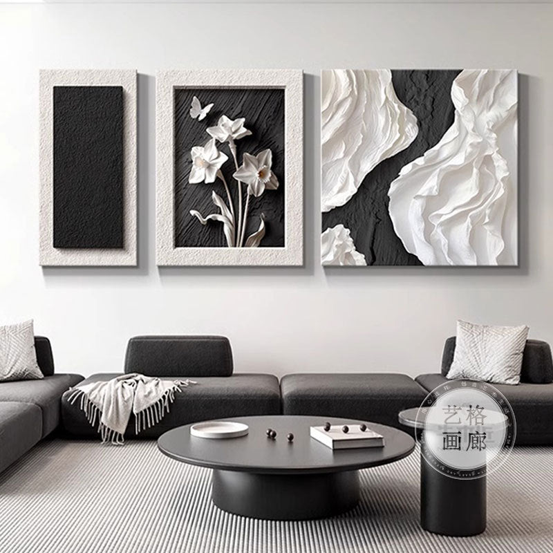 Modern Abstract Butterfly Triptych Wall Art for Living Room Decor