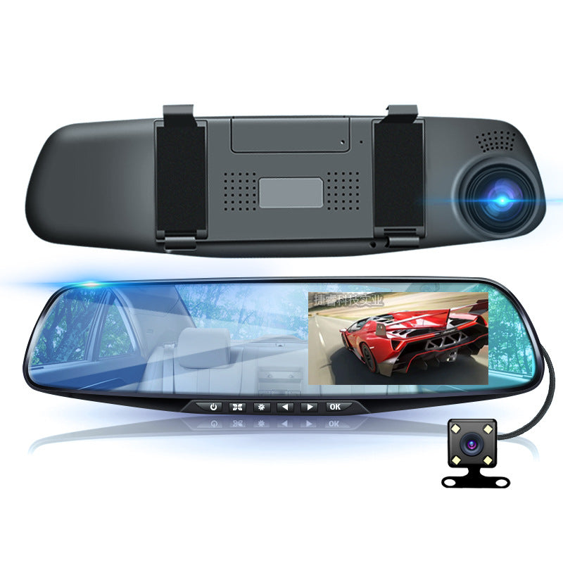 Rearview Mirror Dash Camera with Dual Lens Front Rear Recording