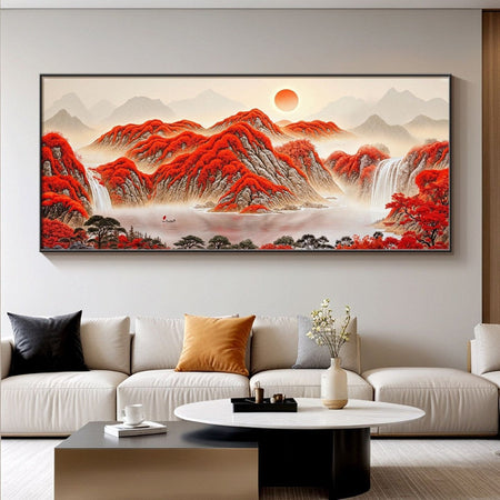 Good Luck Comes Your Way” Sunrise Landscape Wall Art for Living Room Decor