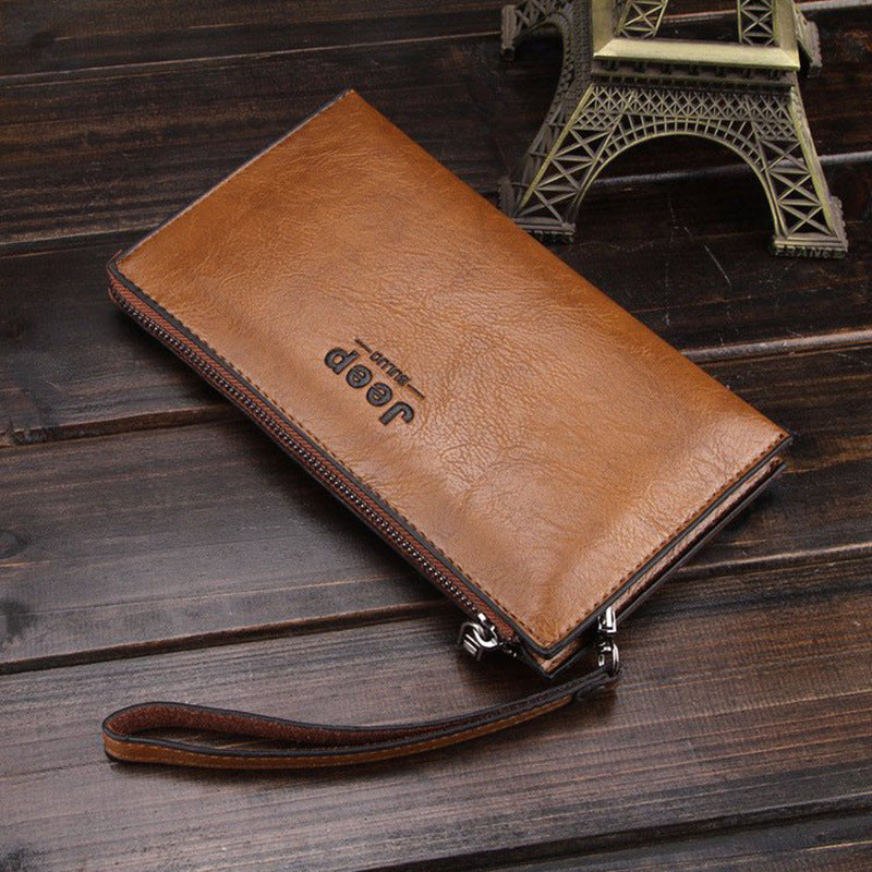 Men’s Business Clutch Wallet Long Zipper Retro Commuter Style