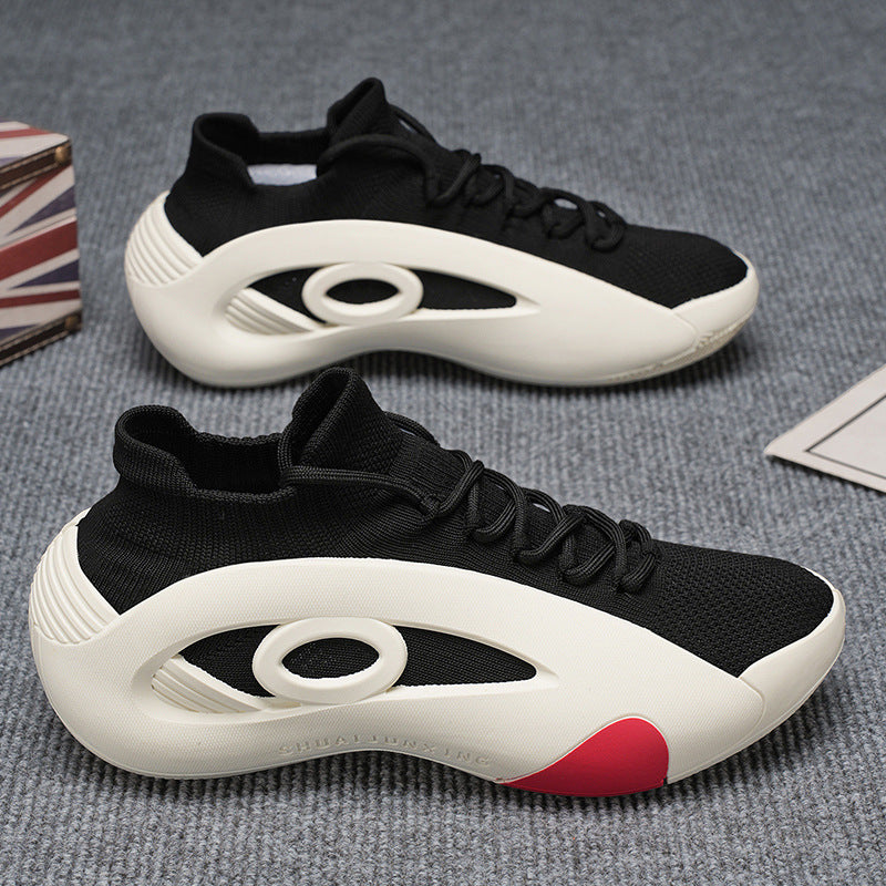 Men's Breathable Mesh Running Sneakers Thick Sole Casual Shoes