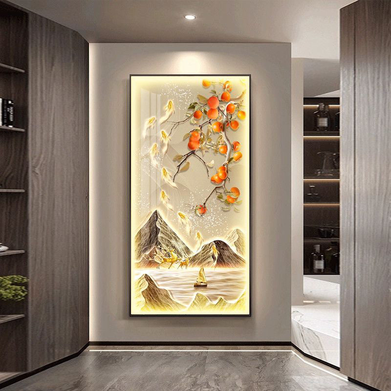 Nine Fish Light Luxury Entrance Wall Art for Living Room and
