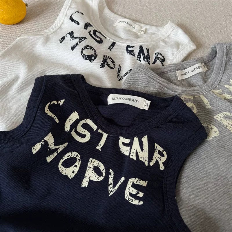 Baby Cotton Letter Print Sleeveless Vest Summer Kids Top