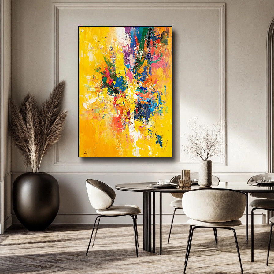 Zao Wou-Ki Inspired Abstract Textured Oil Painting for Entrance