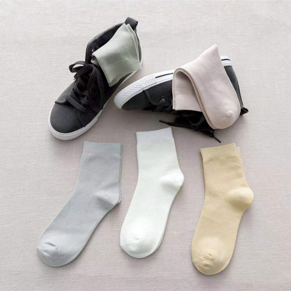 Women’s Bamboo Fiber Mid-Calf Socks Breathable Solid Color- Pack