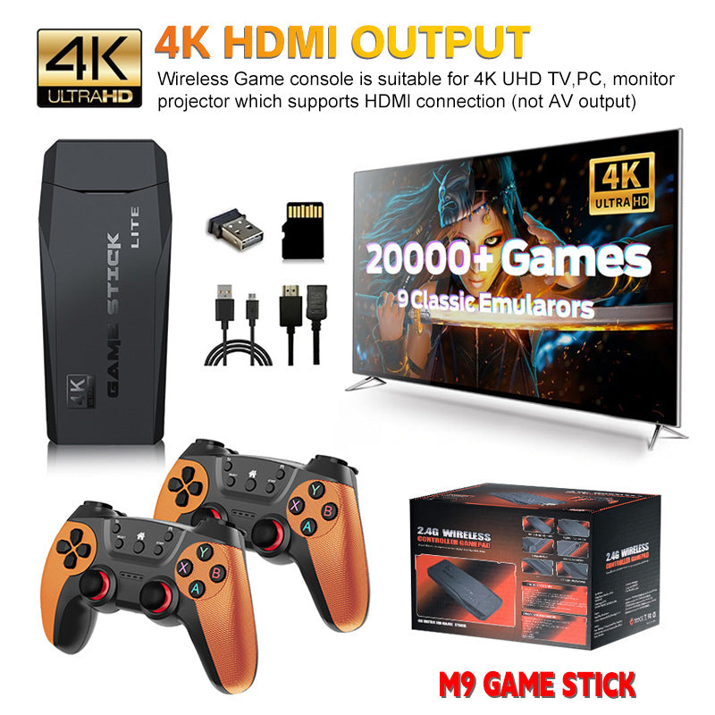 M9 HDMI 4K Retro Game Console with 2.4G Wireless Controllers