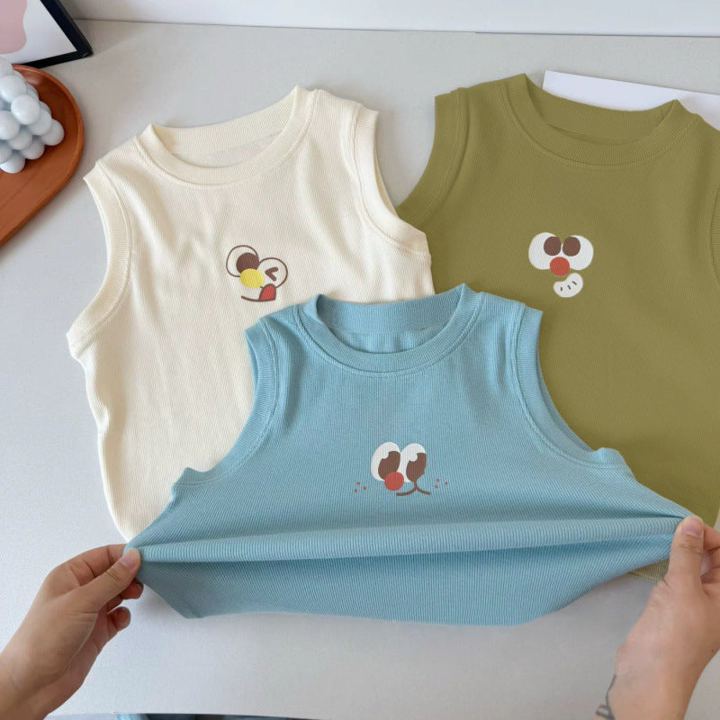 Kids Modal Sleeveless Vest Cartoon Casual Summer Top