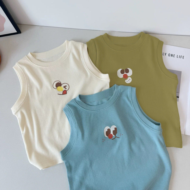Kids Modal Sleeveless Vest Cartoon Casual Summer Top