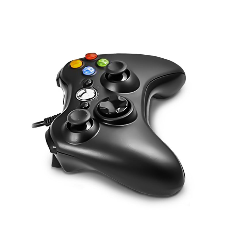 X360 Wired Gamepad with Dual Vibration for PC Gaming in Black