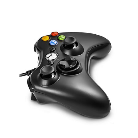 X360 Wired Gamepad with Dual Vibration for PC Gaming in Black