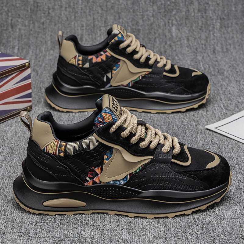 Men's Thick Sole Dad Sneakers with Breathable Casual Comfort