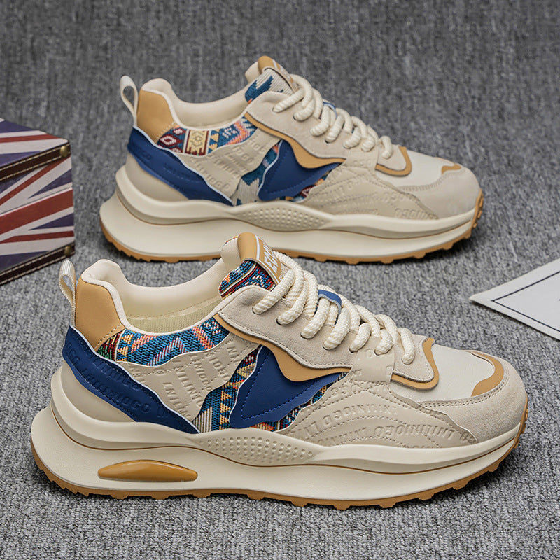 Men's Thick Sole Dad Sneakers with Breathable Casual Comfort