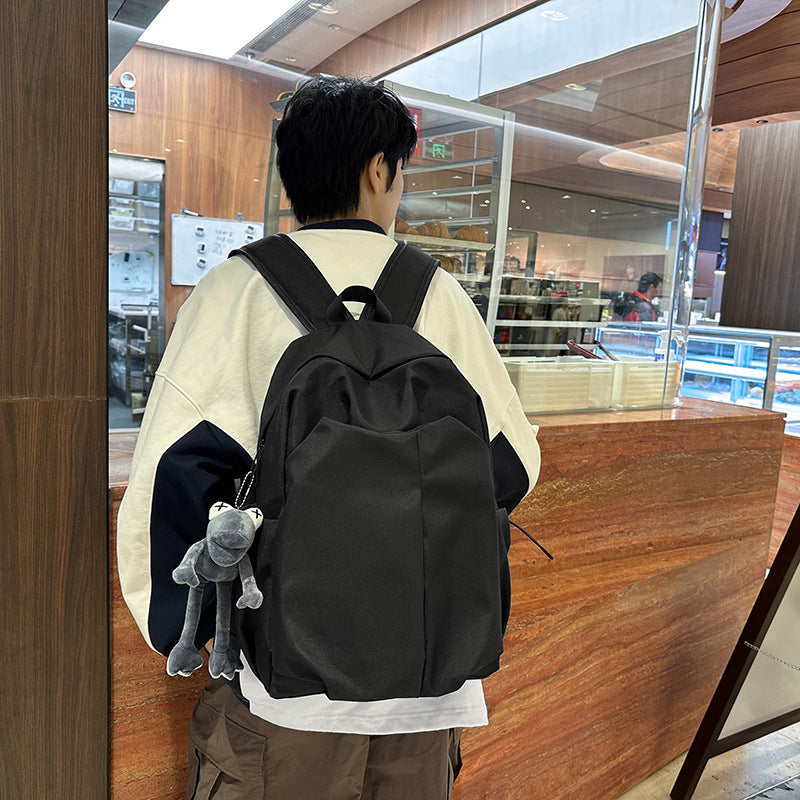 Unisex Large Capacity Solid Color Student Laptop Backpack