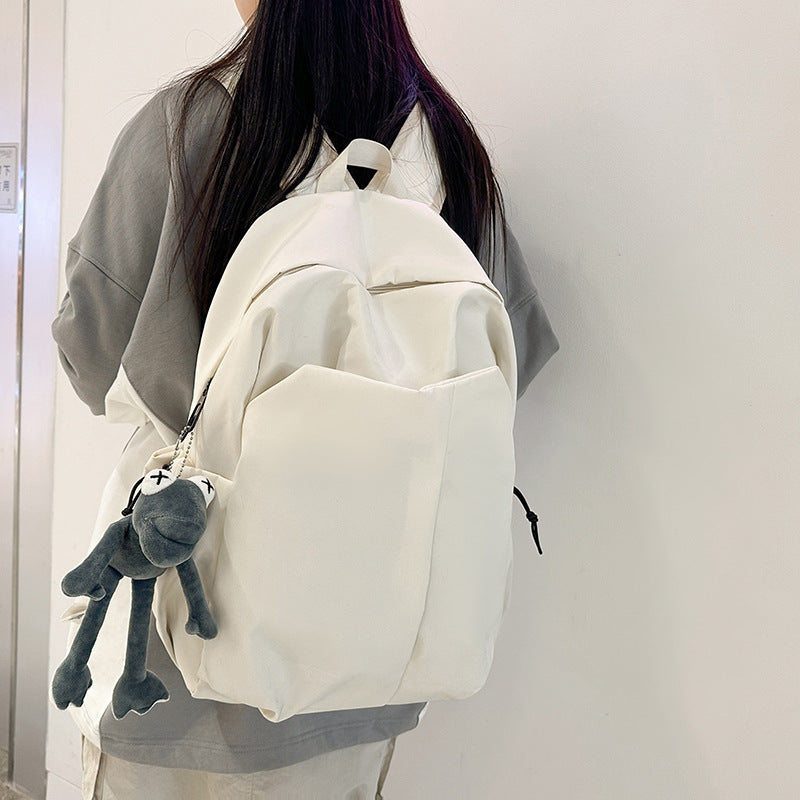 Unisex Large Capacity Solid Color Student Laptop Backpack