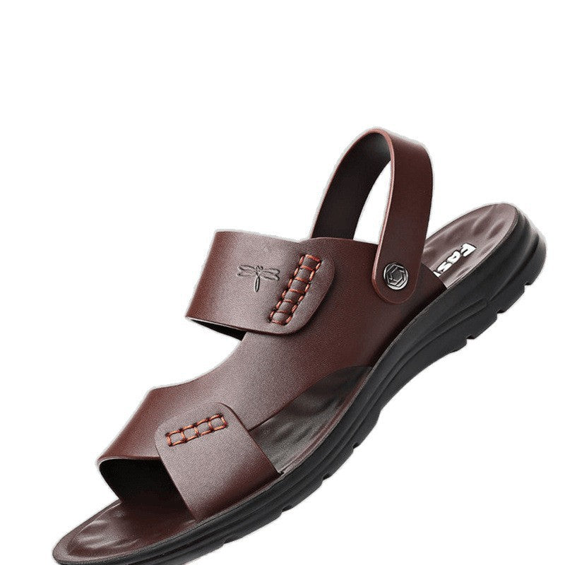 Men’s Genuine Leather Sandals Non-Slip Summer Beach Shoes