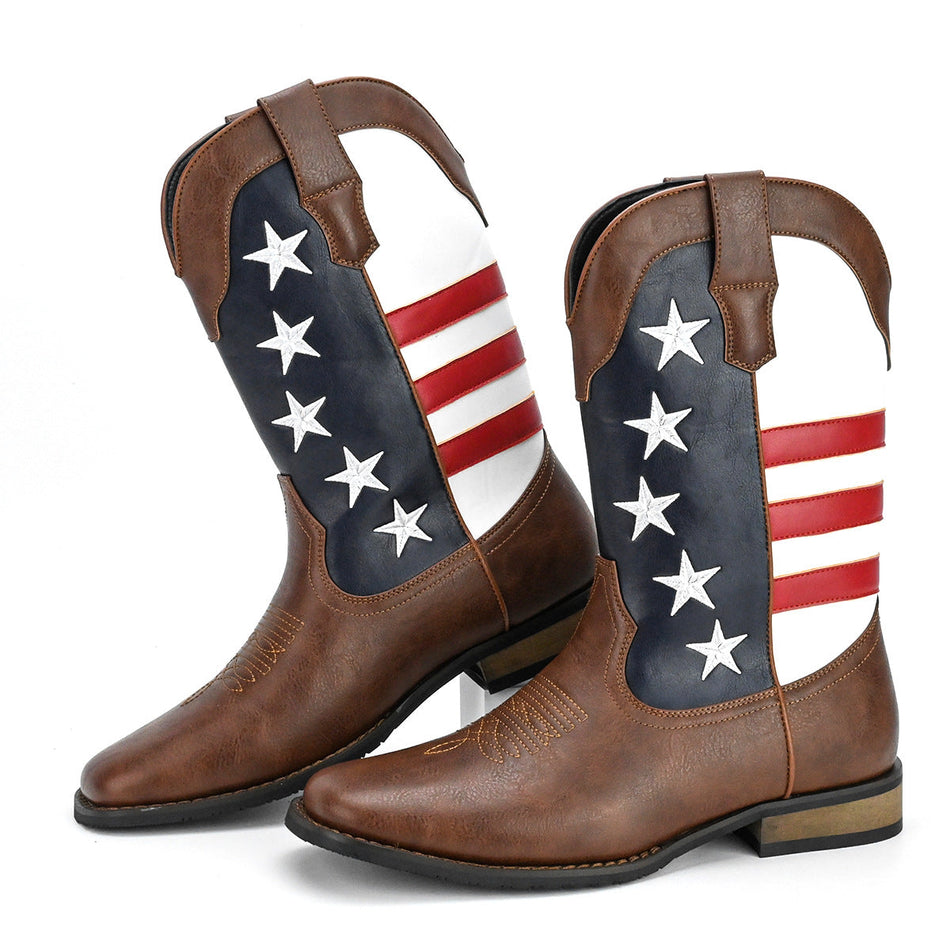 Men’s Western Cowboy Boots with Star Detail Fashion Design