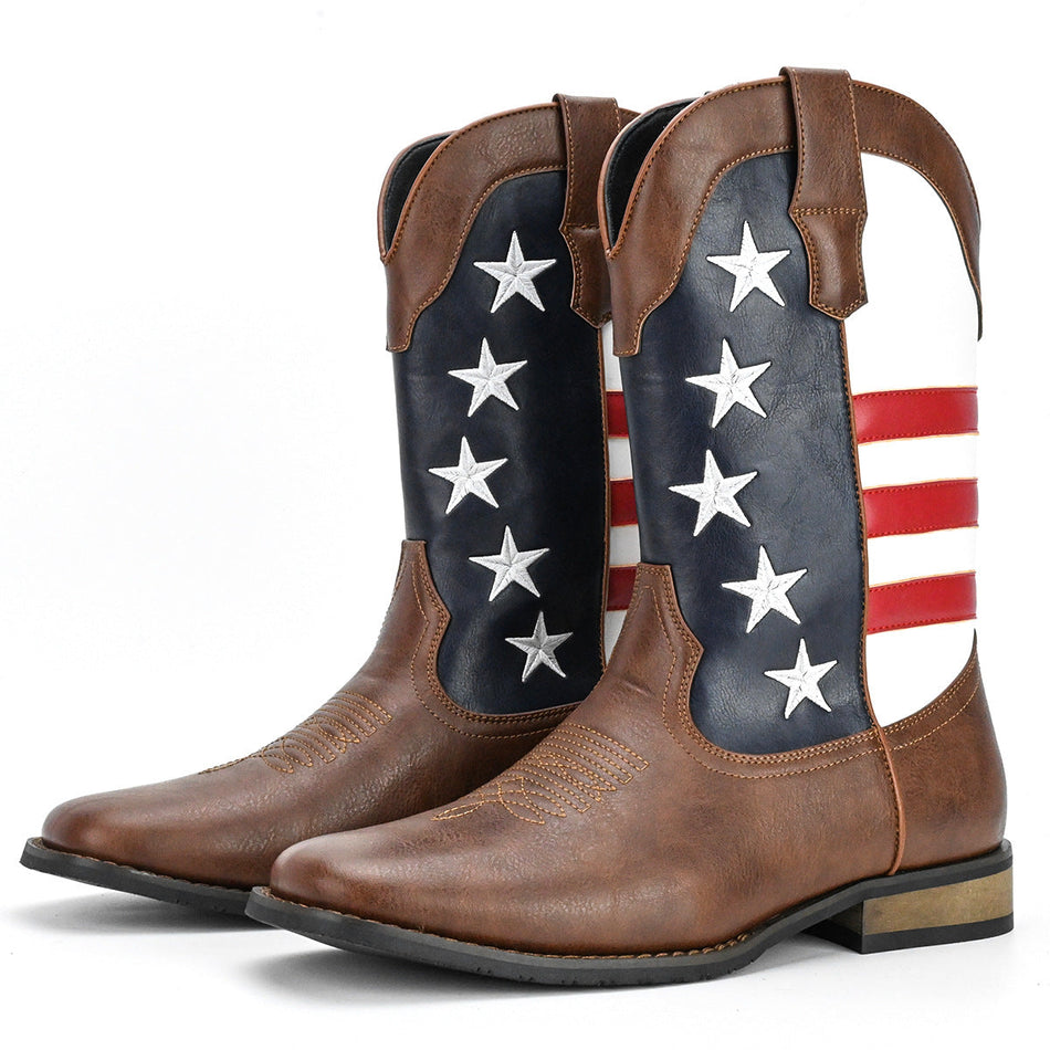 Men’s Western Cowboy Boots with Star Detail Fashion Design