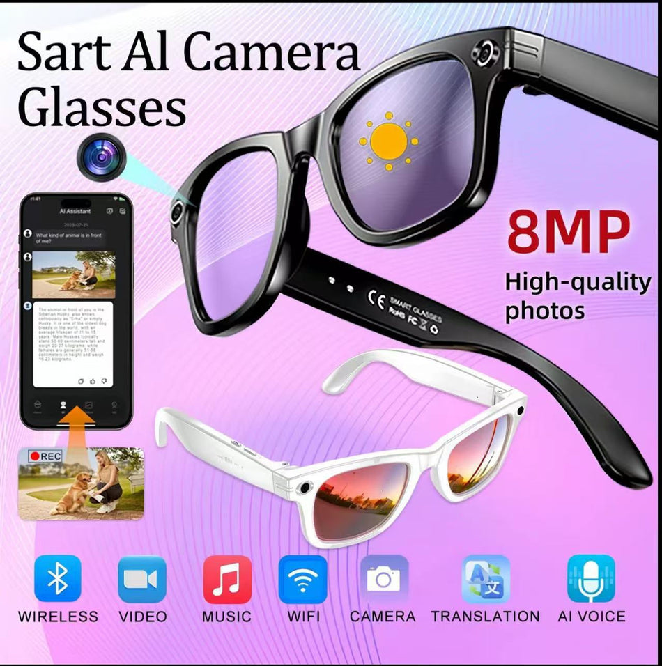 W610 AI Smart Camera Glasses with 8MP Translation and WiFi