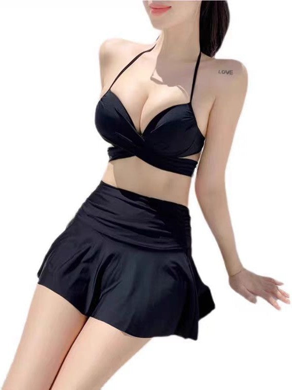 Women's Three Piece Bikini Set Skirt Style Slim Fit Swimwear