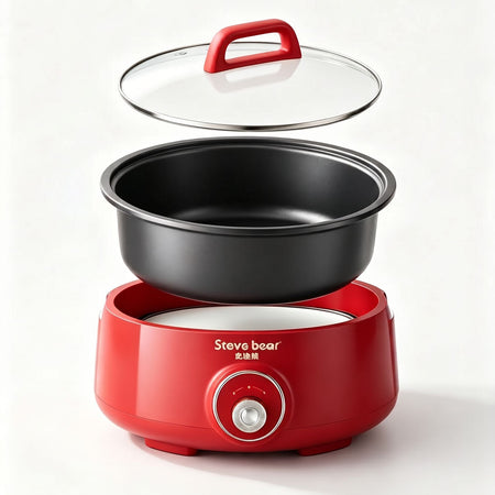 Shi Di Bear Split Electric Hot Pot Large Capacity Double-Layer Electric Cooker