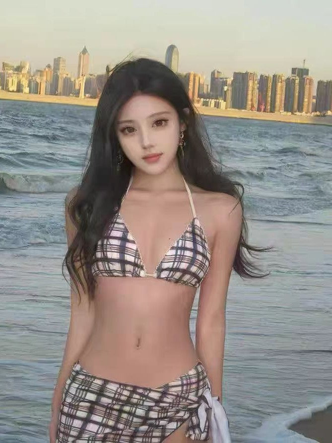 Women's Retro Plaid Bikini Set Sweet Vacation Swimwear