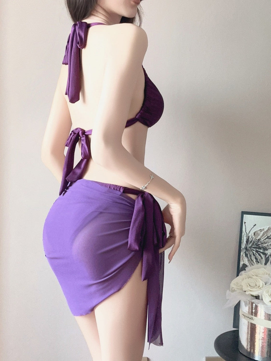 Women's Purple Bikini Set Solid Color Vacation Swimwear