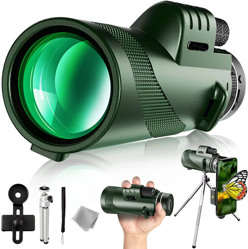 Monocular HD Night Vision Telescope for Outdoor Observation in Green