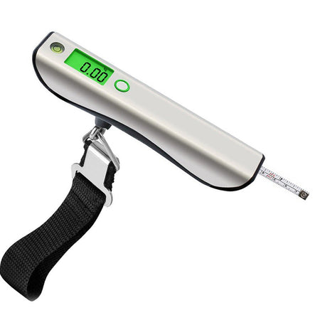 White 50kg Portable Luggage Scale with Tape Measure Stainless Steel