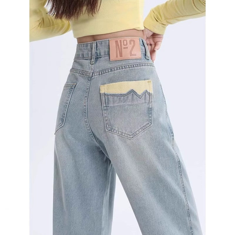 Women's High Waist Wide Leg Straight Denim Jeans Casual Fit