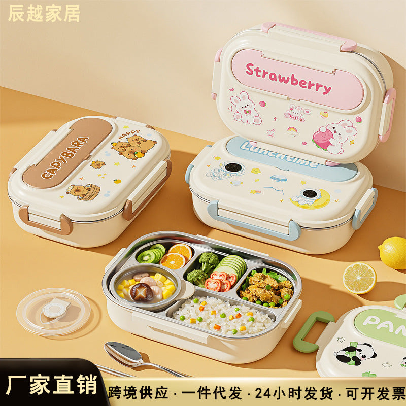Stainless Steel Insulated Lunch Box Cartoon Compartment Food