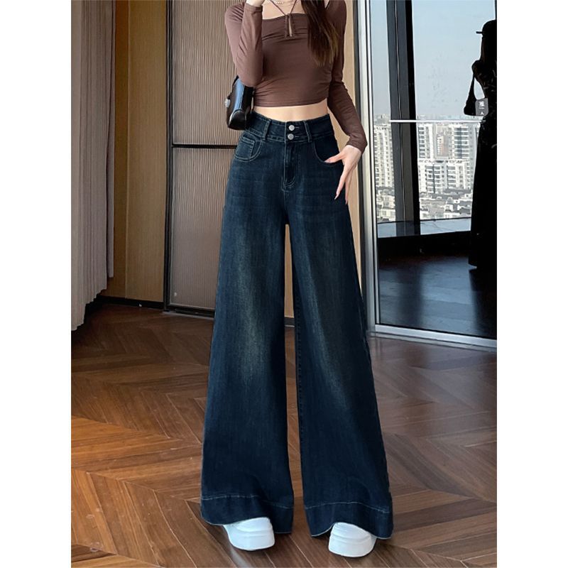 Women's High Waist Wide Leg Denim Pants Stretch Casual Fit
